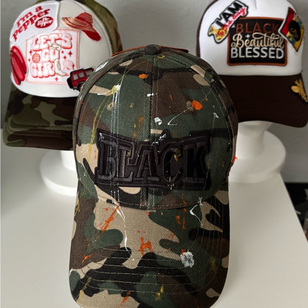 Camouflage Black Patch Cap $15 each